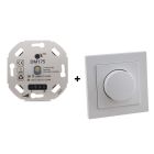 Dimmer LED, 0,5 - 200W, con cornice di copertura bianca e piastra centrale