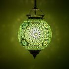 Lampada a sospensione orientale verde in mosaico, Aziza