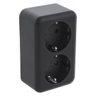Presa Q-Link da parete, 2 vie, con protezione bambini e contatto di protezione, nera
