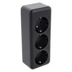 Presa Q-Link da parete a 3 vie, con protezione bambini e contatto di protezione, nera