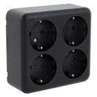 Presa da parete Q-Link, 4 vie, con conduttore di protezione, nera