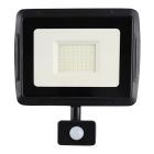 Riflettore con sensore nero in alluminio, Miro, 50W, 6000K LED, IP65