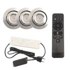 3 faretti da incasso orientabili per veranda Rona, IP44, con set di connessione e telecomando, cromo