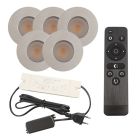 5 faretti da incasso cromati per veranda Dico, IP65, con set di connessione e telecomando