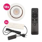 18 faretti da incasso orientabili per veranda Rona, IP44, con set di connessione e telecomando, bianco