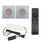 2 faretti da incasso cromati quadrati per veranda Dico, IP65, con set di connessione e telecomando