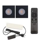 2 faretti da incasso neri quadrati per veranda Dico, IP65, con set di connessione e telecomando