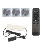 3 faretti da incasso orientabili per veranda Rona quadrato, IP44, con set di connessione e telecomando, cromo