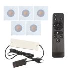 5 faretti da incasso bianchi quadrati per veranda Dico, IP65, con set di connessione e telecomando