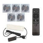 5 faretti da incasso orientabili per veranda Rona quadrato, IP44, con set di connessione e telecomando, cromo