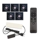 5 faretti da incasso orientabili per veranda Rona quadrato, IP44, con set di connessione e telecomando, nero