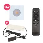 14 faretti da incasso bianchi quadrati per veranda Dico, IP65, con set di connessione e telecomando