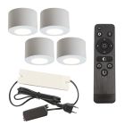 4 faretti da superficie bianchi tondi per veranda Vasso, IP44, con set di connessione e telecomando