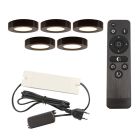 5 lampade rotonde per mobile da cucina, nero, con set di connessione e telecomando