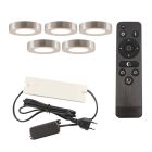 5 lampade rotonde per mobile da cucina, argento, con set di connessione e telecomando