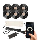 6 faretti da incasso smart orientabili per veranda Rona, IP44, con set di connessione, nero