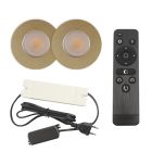 2 faretti da incasso in ottone per veranda Dico, IP65, con set di connessione e telecomando