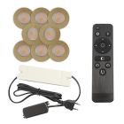 8 faretti da incasso in ottone per veranda Dico, IP65, con set di connessione e telecomando