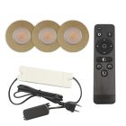 3 faretti da incasso in ottone per veranda Dico, IP65, con set di connessione e telecomando