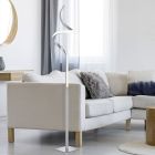 Lampada da terra moderna in nichel, Aby, 11W, 3000K LED, controllo touch