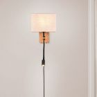 Applique da parete bianca in legno, Fransien, con interruttore