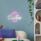 Applique da parete trasparente in plastica, Coffee, 5W, rosa LED, con interruttore