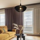 Lampada a sospensione in legno nera, Mirjan