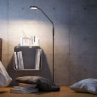 Piantana da lettura da terra moderna nera, Bilge, 12W, bianco regolabile tra caldo e freddo LED, controllo touch