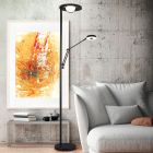 Piantana da lettura da terra moderna nera, Yazid, 32W, colore regolabile LED, controllo touch