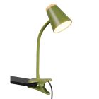 Lampada con morsetto moderna verde, Rahul, 4,5W, 3000K LED, con interruttore
