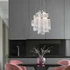 Lampadario design cromato, Sjon, 30W, bianco regolabile tra caldo e freddo LED, dimmer in 3 fasi