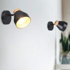 Faretto da parete moderno nero, Riette, con interruttore