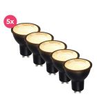 Confezione da 5 faretti LED GU10 neri Antonie, 3 Watt, 2700K (bianco caldo)