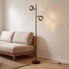 Lampada da terra grigia moderna, Avery, con interruttore