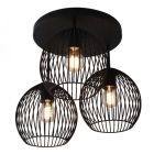 Lampada da soffitto nera industriale, Wiro