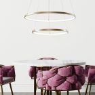 Lampada a sospensione dorata design, Kubra, 50W, bianco regolabile tra caldo e freddo LED