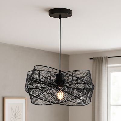 Lampada a sospensione nera industriale, Diny