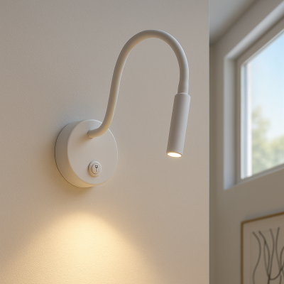 Lampada per camera da letto bianca moderna, Fiona, con interruttore
