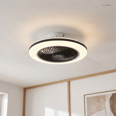 Ventilatore da soffitto nero moderno, Hale, 40W, 3000K LED, con telecomando