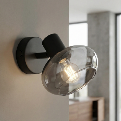 Faretto da parete nero design, Skip, con interruttore