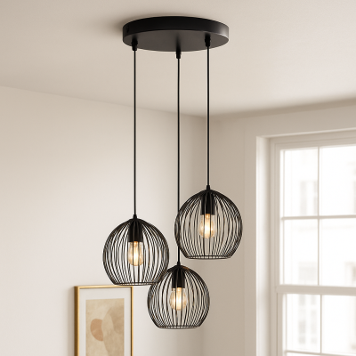 Lampada a sospensione nera industriale, Wiro
