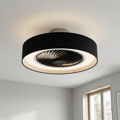 Ventilatore da soffitto nero moderno, Huub, 40W, 3000K LED, con telecomando
