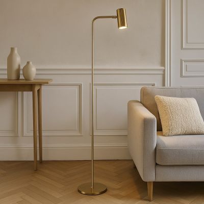 Lampada da terra in ottone moderna, Carlos, con interruttore