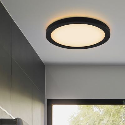 Lampada da soffitto da bagno nera in plastica, Shivani, 15W, 3000K LED, IP44