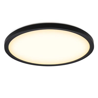 Plafoniera nera in plastica, Shona, 18W, 3000K LED, dimmer in 3 fasi