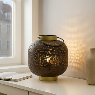 Lampada da tavolo dorata moderna, Sivar, con interruttore