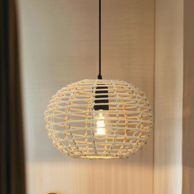Lampada a sospensione in rattan marrone, Roza