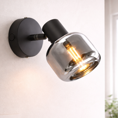 Faretto da parete nero moderno, Craig, con interruttore