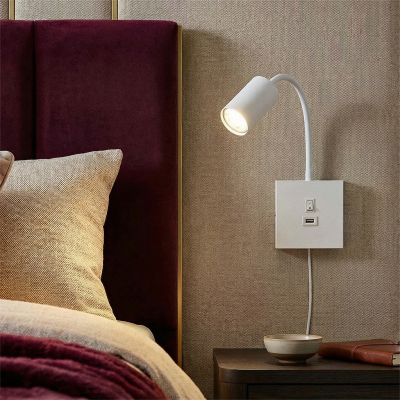 Faretto da parete bianco moderno, Tibor, con interruttore