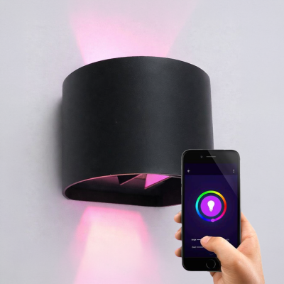 Applique da parete intelligente nera moderna, Dion, 6W, RGBW LED, IP54